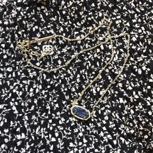 Elisa Gold Pendant Necklace in Blue Drusy